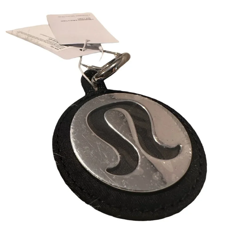 Lululemon Mirror Logo Keychain Bag Charm Clip Black Silver NWT Gift Idea